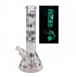 Black Leaf Glow Star Beaker Ice Bong